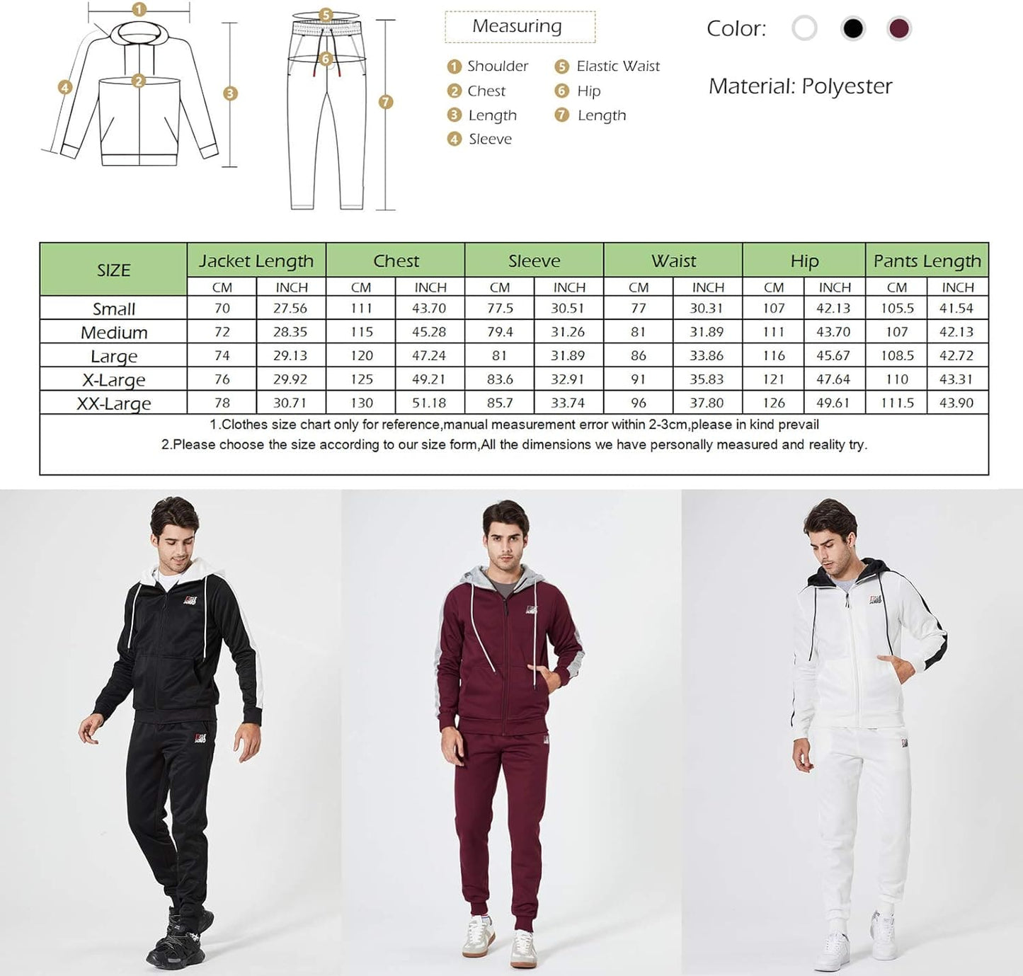 LBL Men's Casual Tracksuit Set 2 Piece Athletic Sweat Suits Long Sleeve Full-Zip Running Joggers Set