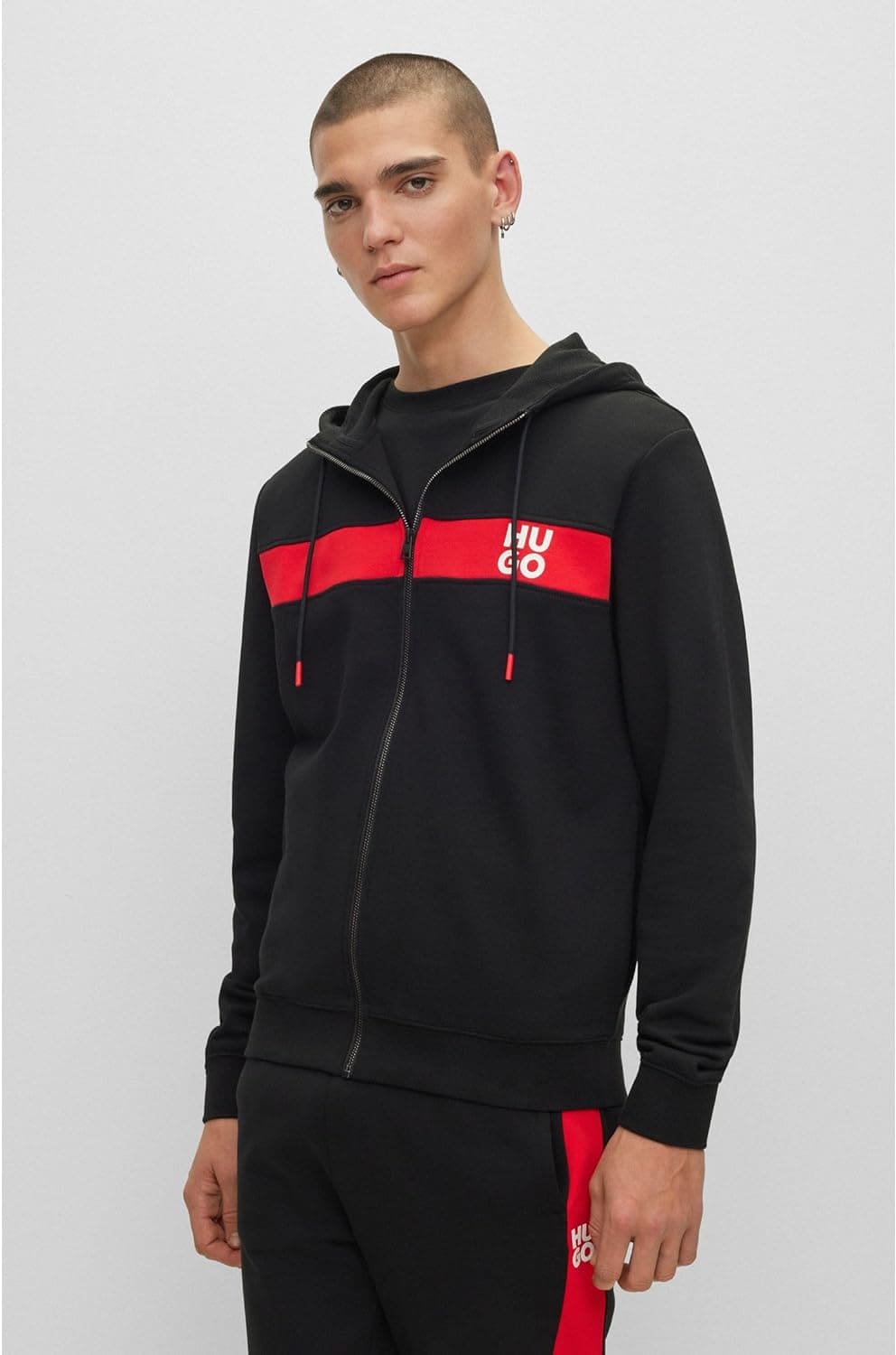 HUGO Mens TracksuDapieDoaky IN Cotton-terry tracksuit with stripes and stacked logos