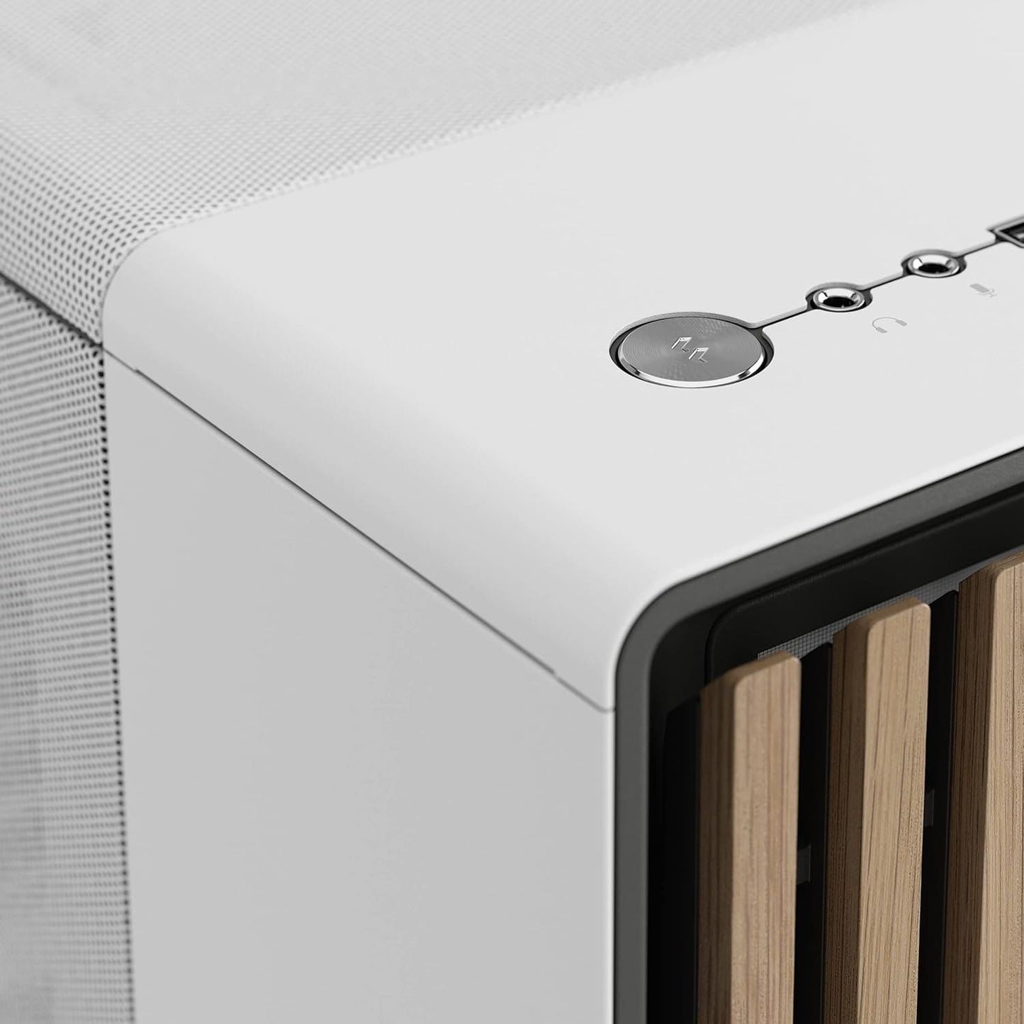 Fractal Design North Chalk White - Wood Oak Front - Mesh Side Panels - Two 140mm Aspect PWM Fans Included - Type C USB - ATX Airflow Mid Tower PC Gaming Case