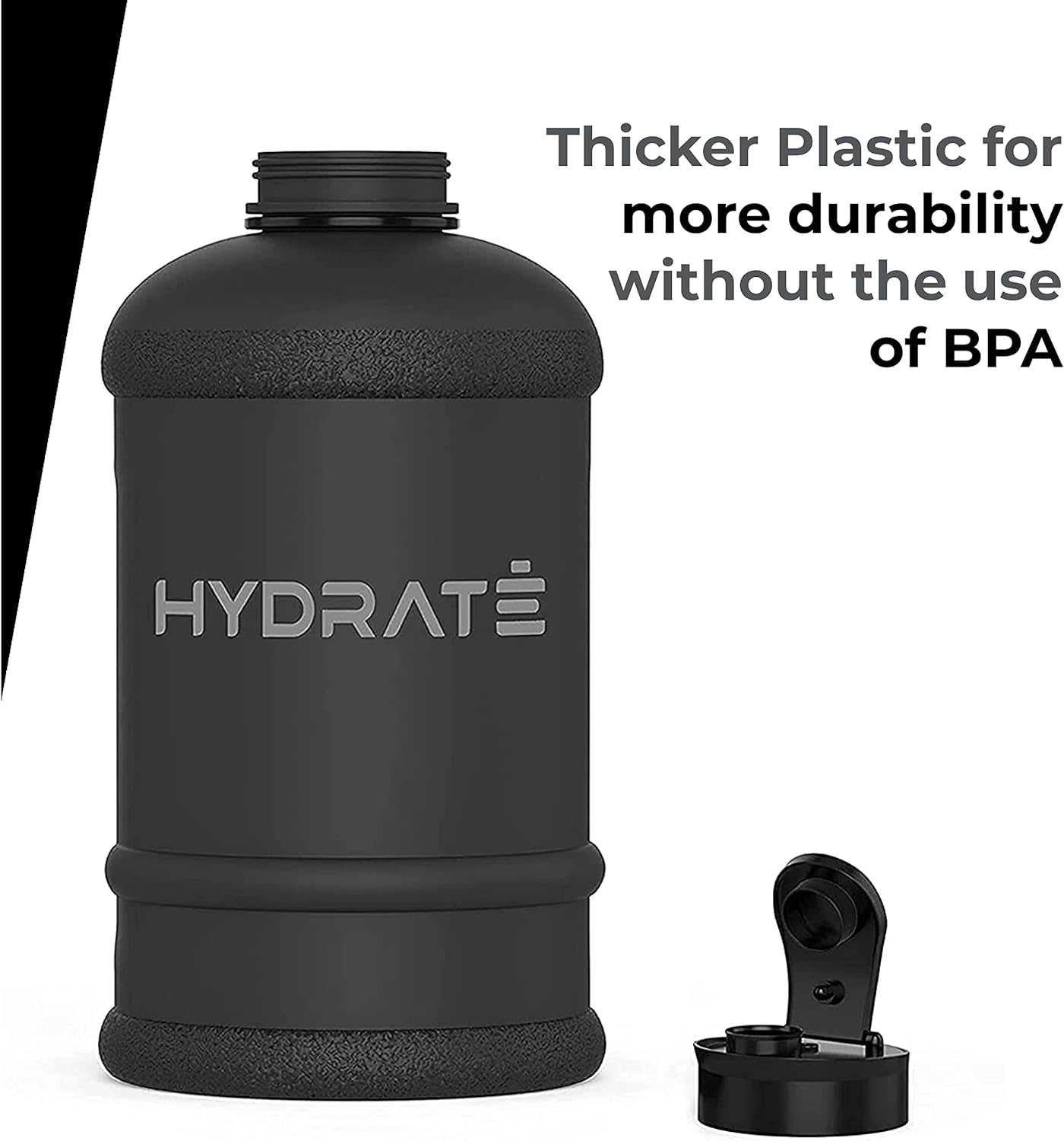 HYDRATE XL Jug Half Gallon Water Bottle with Nylon Carrying Strap & Leak-Proof Flip Cap - 2 Liter Water Jug - Large Capacity for Gym, Workouts, Sports, Running, Jogging, Travel - Matte Nude (74 oz)