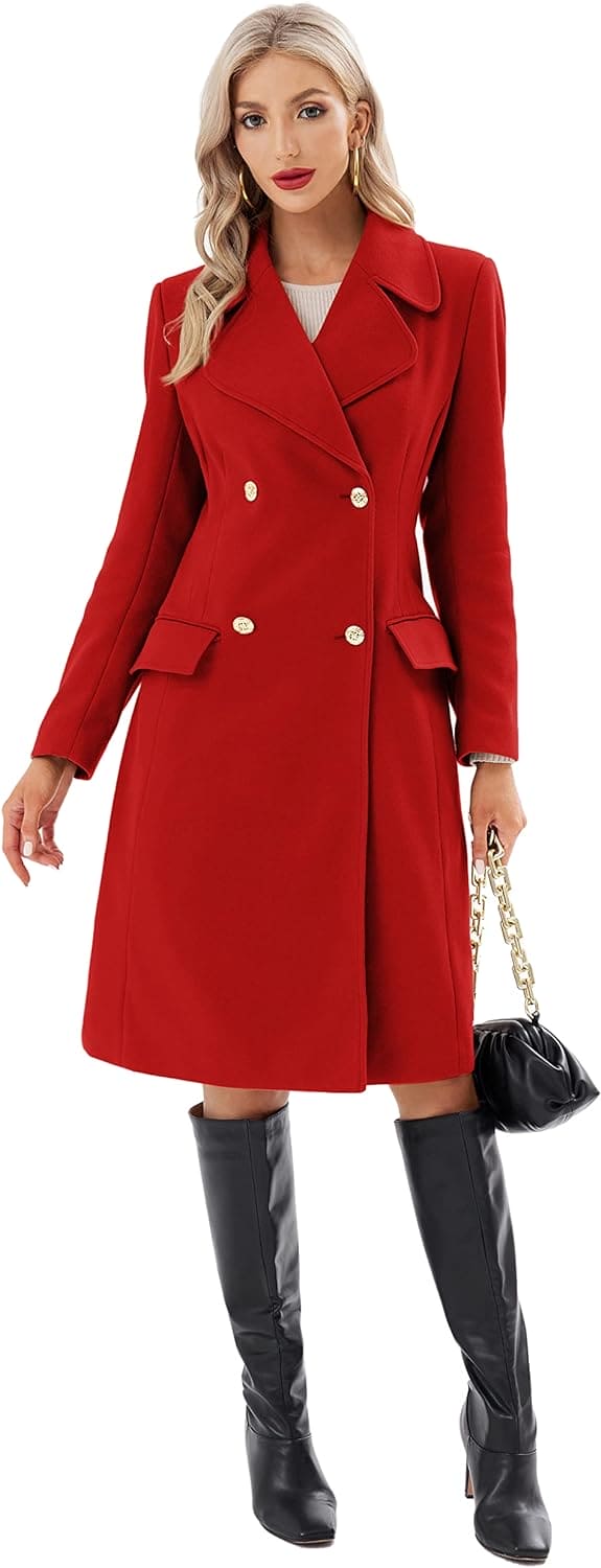 GRACE KARIN Winter Coats for Women UK Warm Long Duffel Coats Double Breasted Chunky Jackets