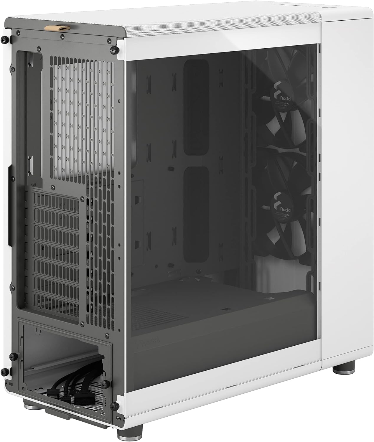 Fractal Design North Chalk White - Wood Oak Front - Mesh Side Panels - Two 140mm Aspect PWM Fans Included - Type C USB - ATX Airflow Mid Tower PC Gaming Case