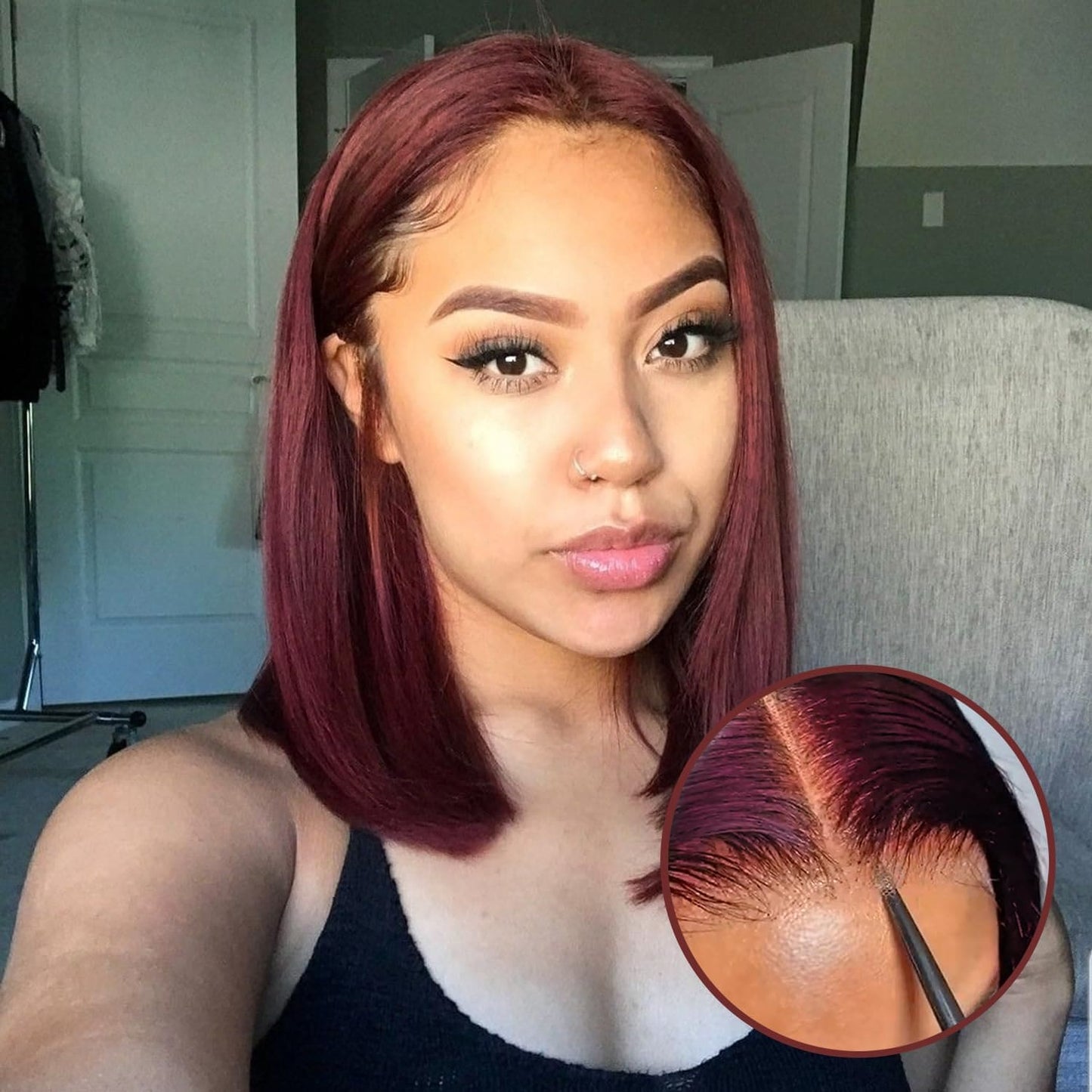 HD Lace Glueless Wig Wear and Go Brazilian Straight Lace Wigs For Women ShowJarlly No Glue 5x5 Lace Pre Cut Wig Human Hair Wigs chocolate brown mixed honey blonde wig 180% Density 18 Inch 4/27