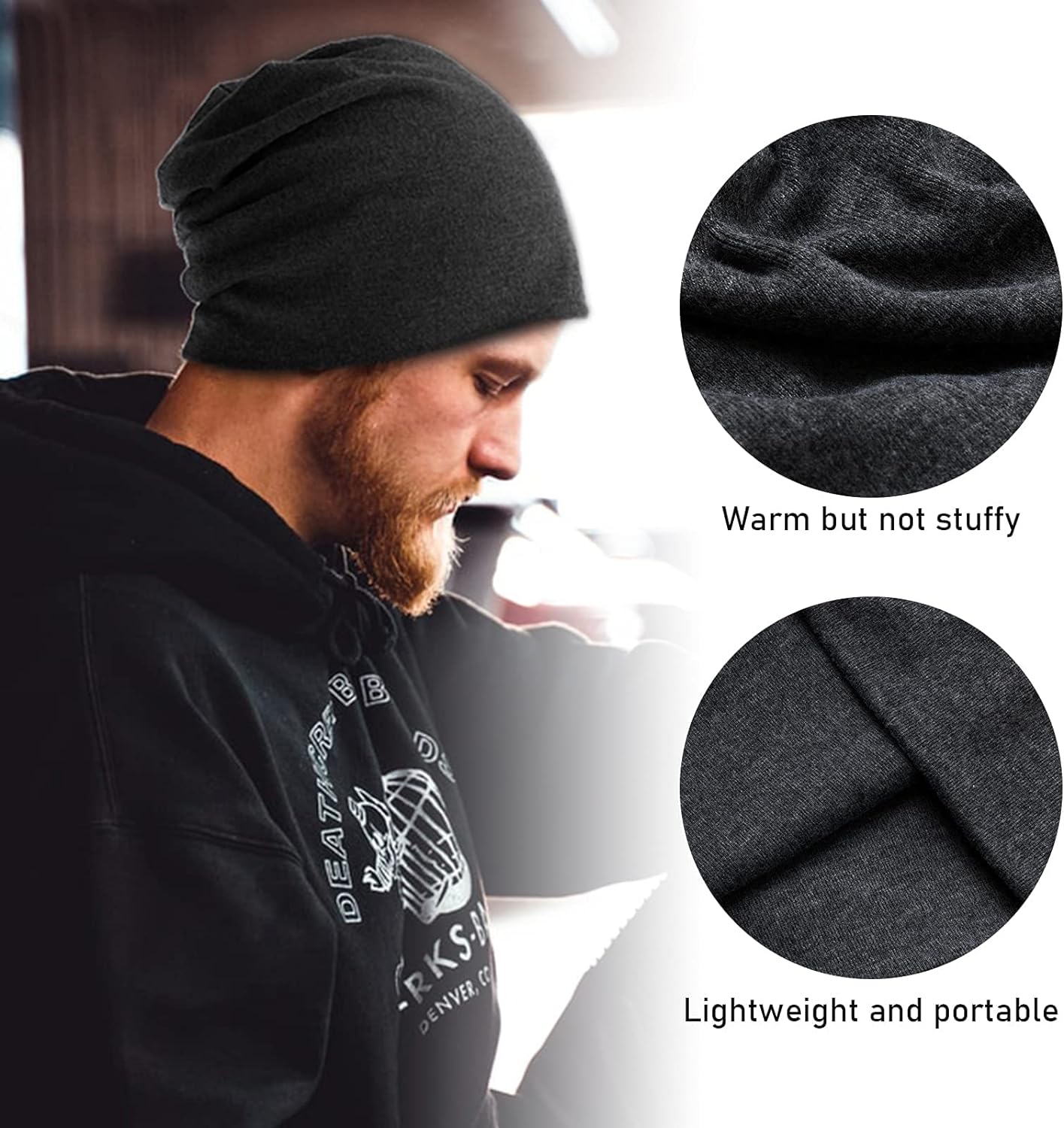 Hurinan Unisex Slouch Beanie Hat Jersey Beanie Skull Cap Classic Baggy Hat Lightweight and Soft Knitted Cotton Hat Headwear for Men Women