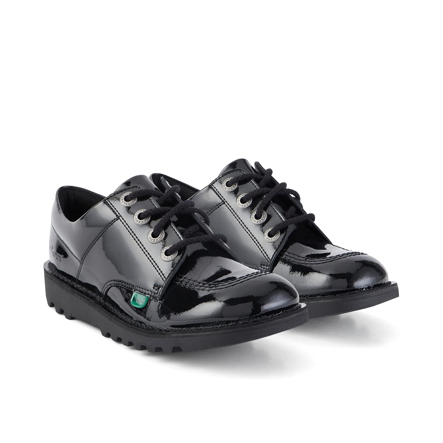 Kickers Unisex Kids Kick Lo Leather School Shoes, Black Patent, 6 UK