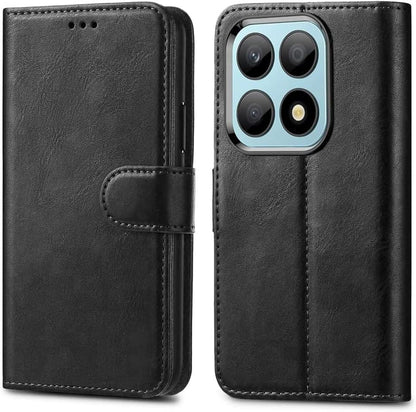 GAPlus Honor X8a Leather Case - Black Premium Wallet Case Leather Flip Cover For Honor X8a [Card Holder] [Magnetic Closure]