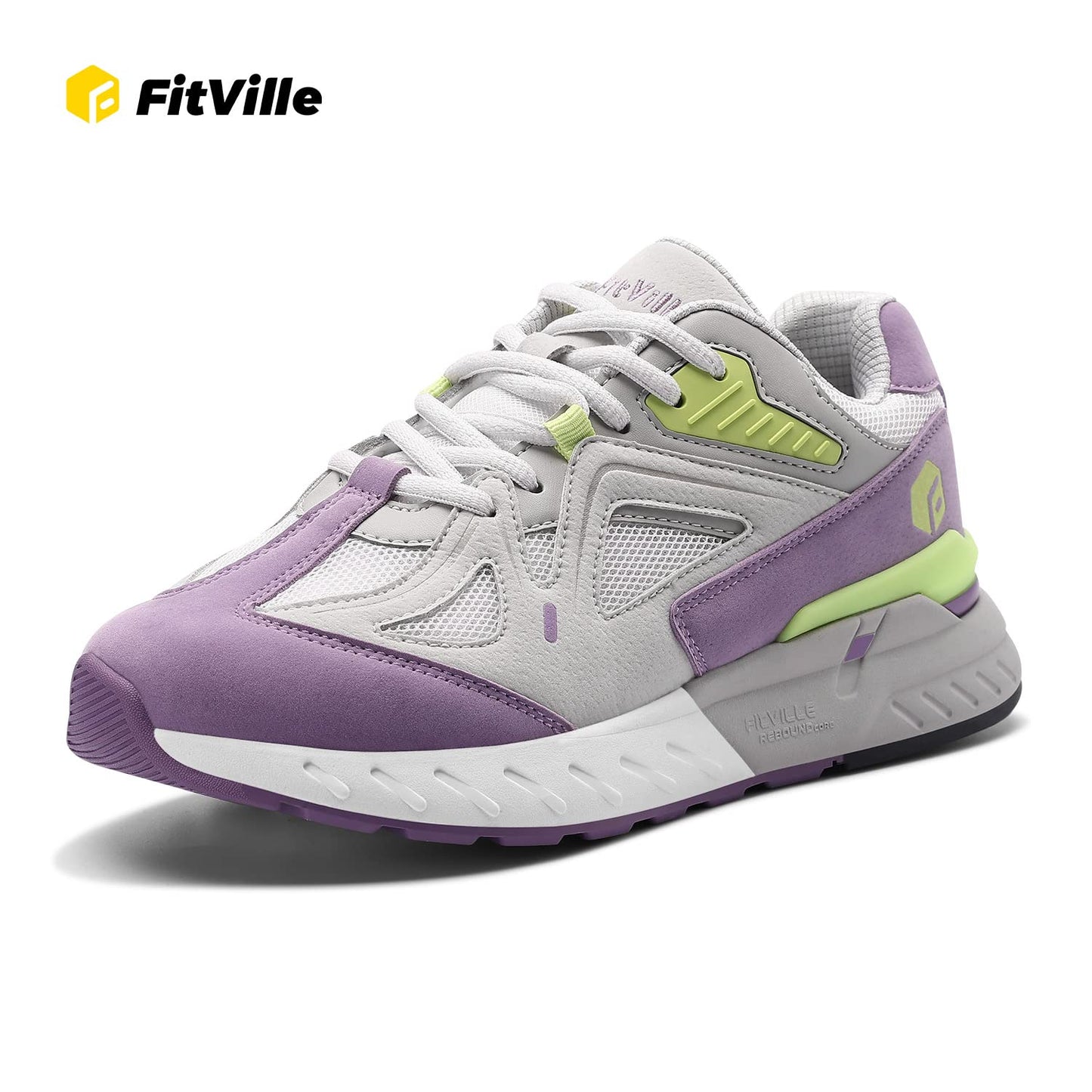 FitVille Womens Extra Wide Fit Trainers Ladies Walking Running Shoes Comfortable Sneakers for Flat Feet Plantar Fasciitis, Light Purple, 4 UK X-Wide