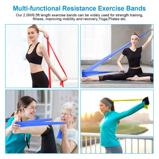 Resistance Bands Set, [Set of 3] 2.0M/6.5ft Skin-Friendly Exercise Bands with 3 Resistance Levels, Workout Resistance Bands Set for Women and Men,Ideal for Strength Training, Pilates, Yoga, Fitness