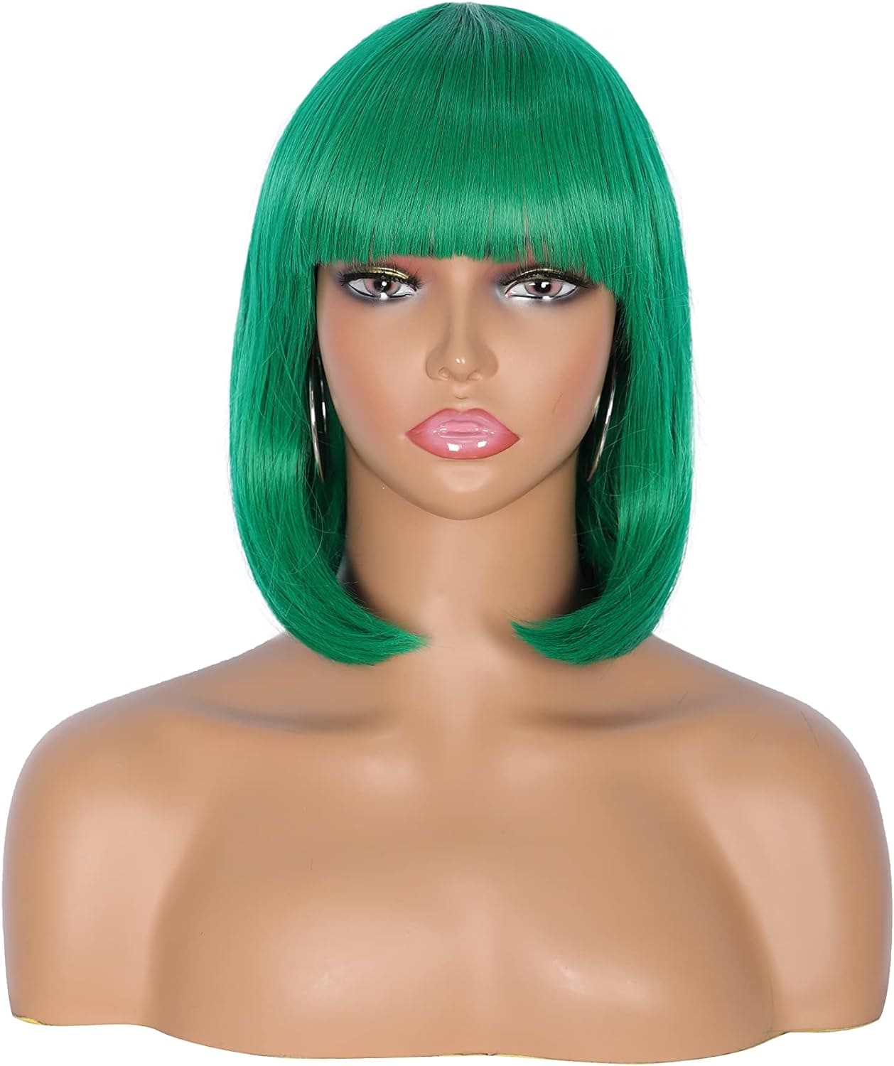 Kalyss Synthetic Bob Wigs for Women Short Dark Brown Bob Wig Natural Looking Straight Ladies Daily Hair Wig with Fringe for Cosplay Halloween Christmas Party