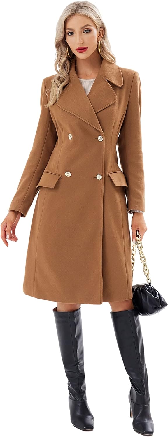 GRACE KARIN Winter Coats for Women UK Warm Long Duffel Coats Double Breasted Chunky Jackets