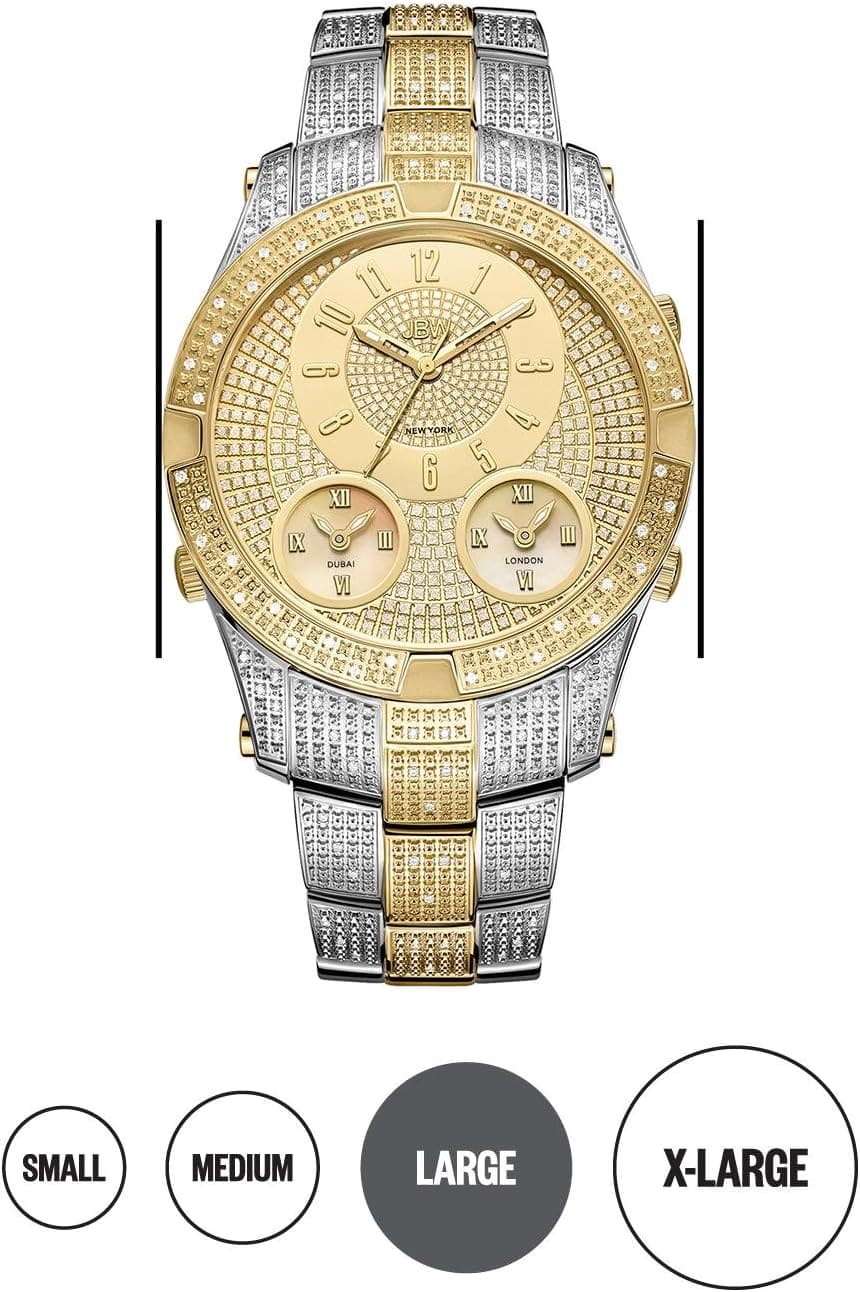 JBW Luxury Men's Jet Setter III 1.18 ctw Diamond Wrist Watch with Stainless Steel Link Bracelet