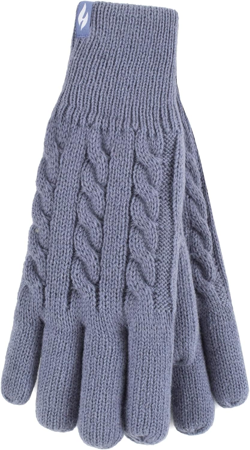 HEAT HOLDERS - Ladies Cute Striped Fairisle Warm Knitted Fleece Lined Winter Thermal Gloves