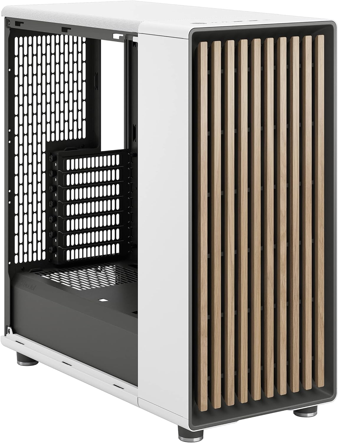 Fractal Design North Chalk White - Wood Oak Front - Mesh Side Panels - Two 140mm Aspect PWM Fans Included - Type C USB - ATX Airflow Mid Tower PC Gaming Case