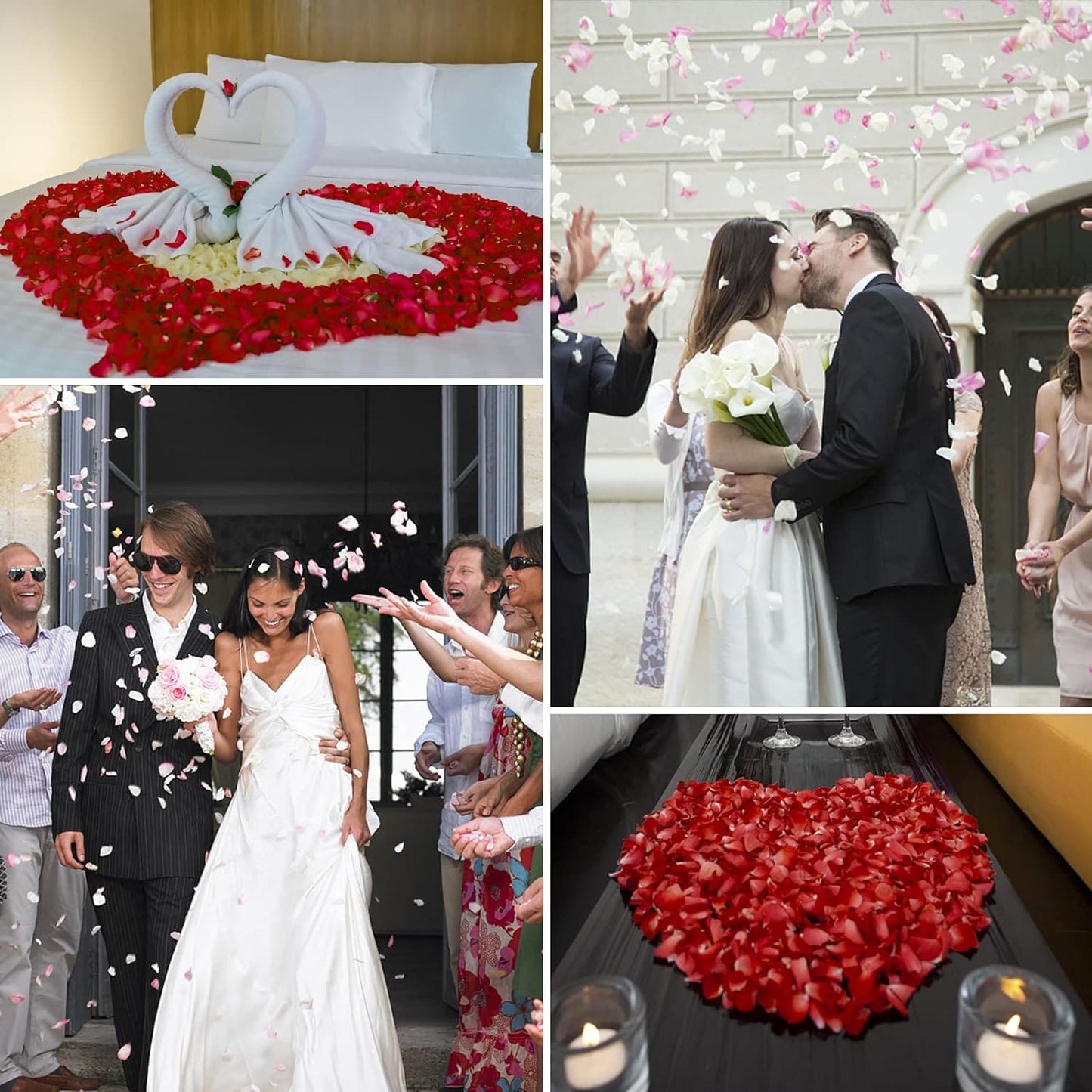 Jsdoin 1200 Pieces Silk Rose Petals, Artificial Red Rose Flowers No-Taste Fade Emulation Rose Petals for Romantic Scenes Wedding Anniversary, Confession Decoration,Birthday