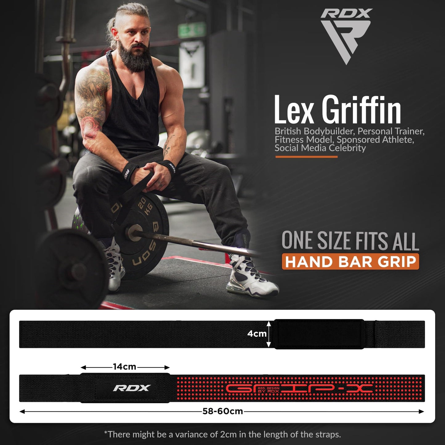 RDX Weight Lifting Straps,Powerlifting Deadlifting, Anti Slip 60CM Hand Bar Grip, 5MM Neoprene Wrist Support, Heavy Duty Weightlifting Bodybuilding Workout