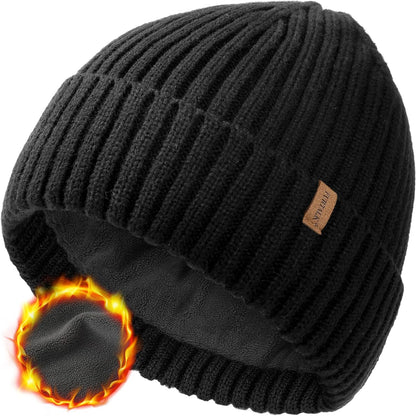 FURTALK Beanie Hat Men Women Fleece Lined Winter Hats Warm Thermal Hat Knit Cuffed Beanie Unisex Plain Skull Cap