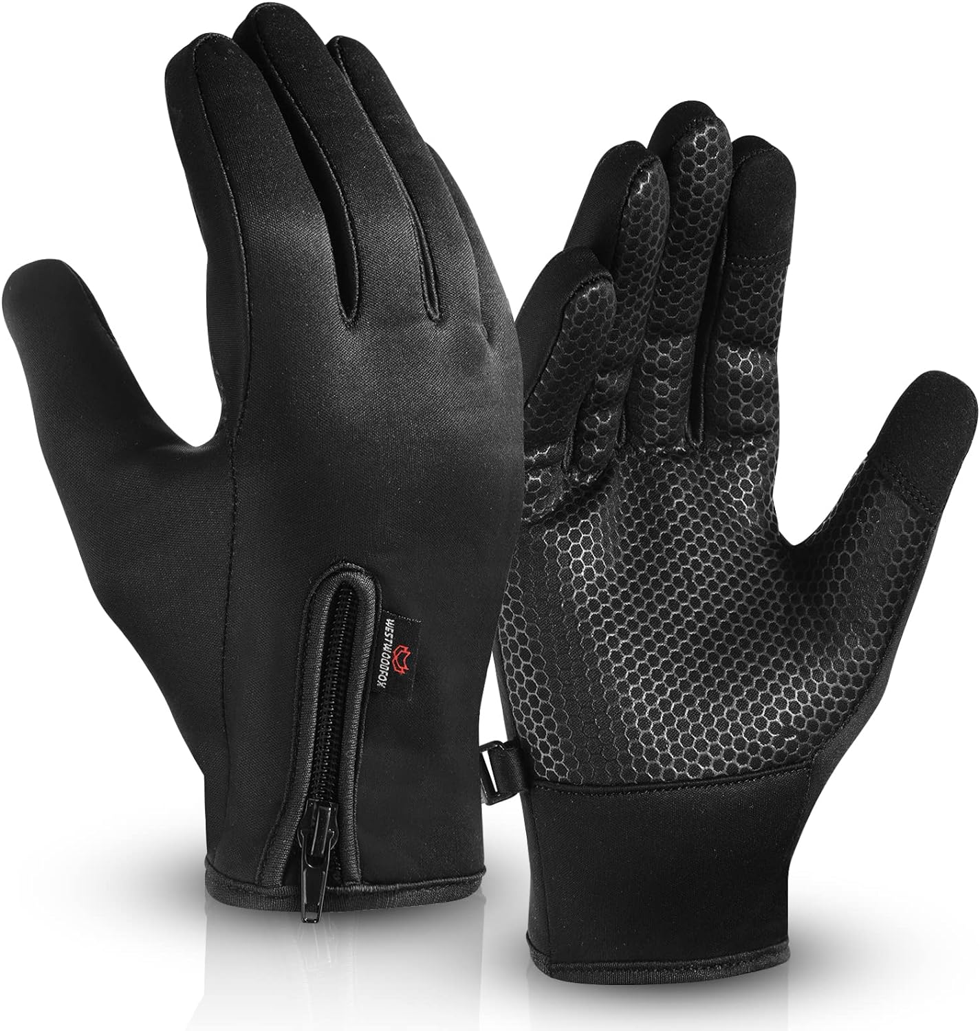 WESTWOOD FOX WFX Cycling Gloves Touchscreen Thermal Running Gloves Black Winter Gloves Warm Windproof Non-slip Fleece Lining Bike Gloves Warm Gloves for Men Women