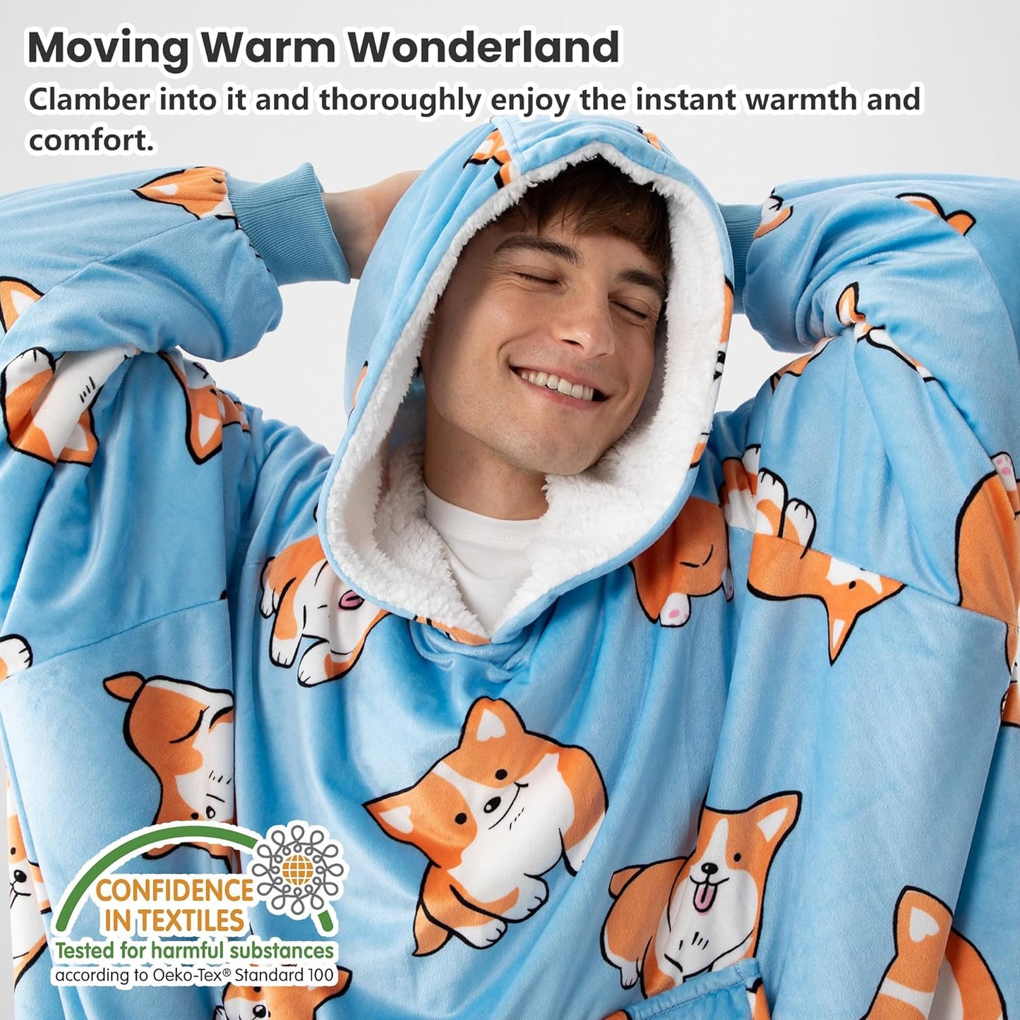 Winthome Blanket Hoodie, Super Soft Warm Fleece Sweatshirt, Sherpa Lining Wearable Fleece Hoodie, Oversized Blanket Hoodie for Men Women Adults Teens