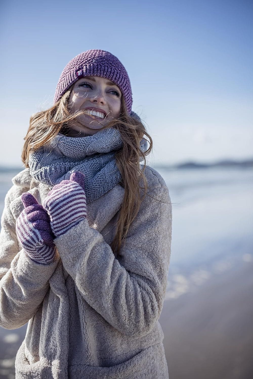 HEAT HOLDERS - Ladies Cute Striped Fairisle Warm Knitted Fleece Lined Winter Thermal Gloves