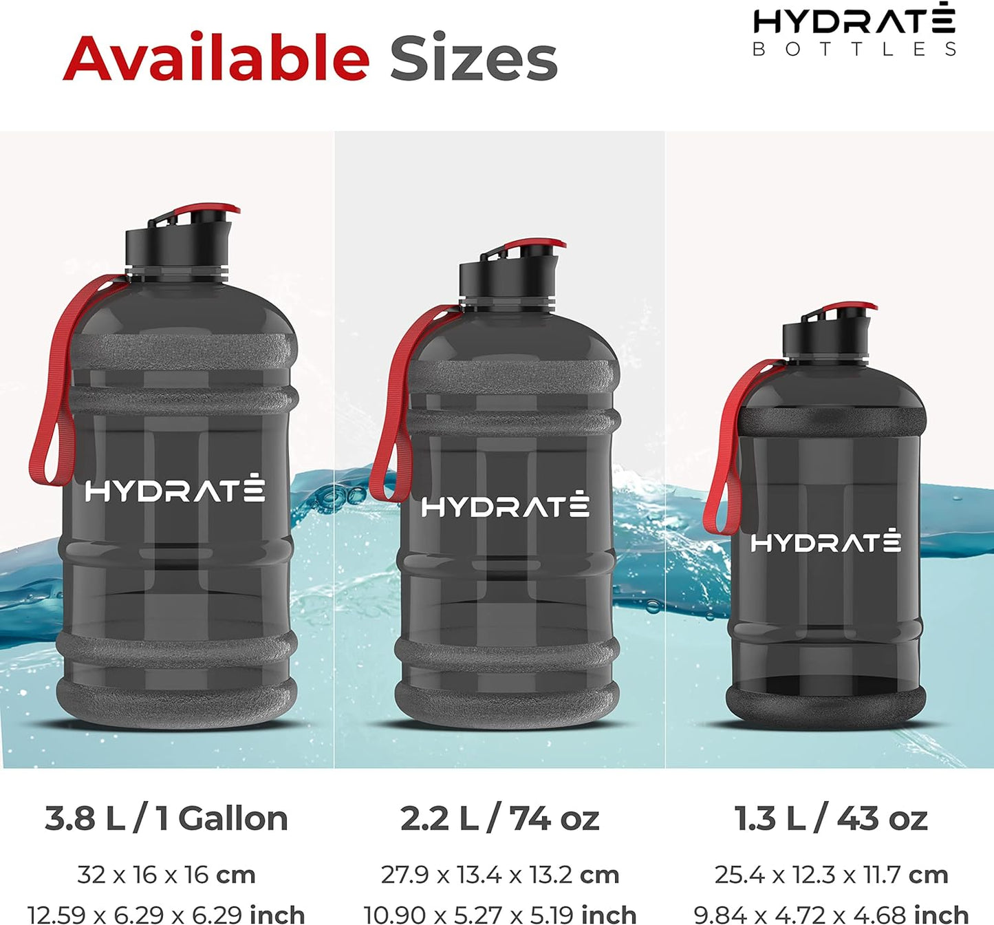 HYDRATE XL Jug Half Gallon Water Bottle with Nylon Carrying Strap & Leak-Proof Flip Cap - 2 Liter Water Jug - Large Capacity for Gym, Workouts, Sports, Running, Jogging, Travel - Matte Nude (74 oz)