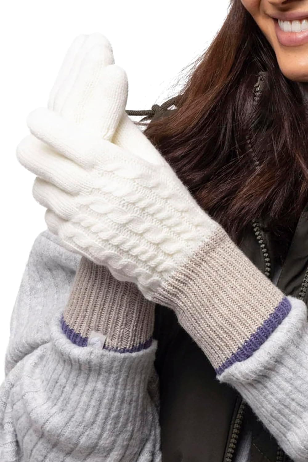 HEAT HOLDERS - Ladies Cute Striped Fairisle Warm Knitted Fleece Lined Winter Thermal Gloves