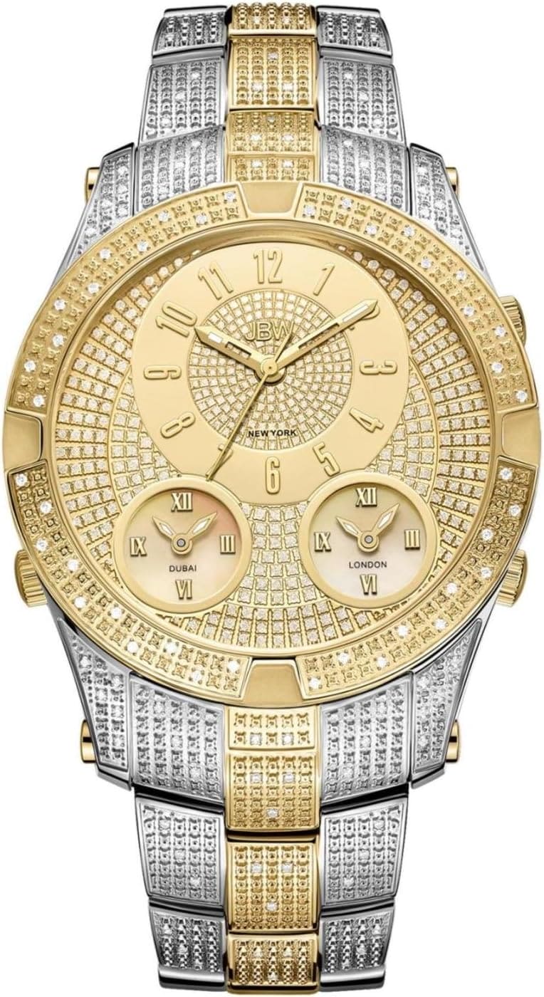 JBW Luxury Men's Jet Setter III 1.18 ctw Diamond Wrist Watch with Stainless Steel Link Bracelet