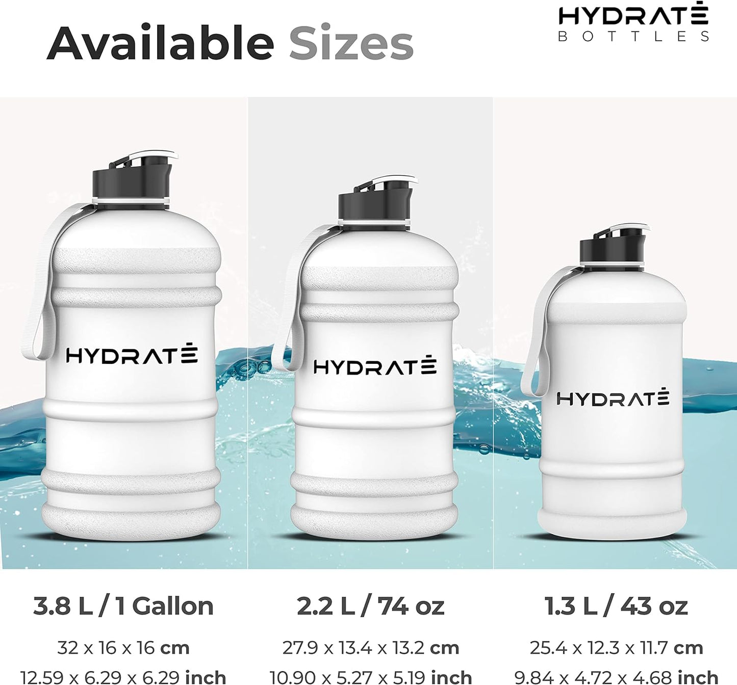 HYDRATE XL Jug Half Gallon Water Bottle with Nylon Carrying Strap & Leak-Proof Flip Cap - 2 Liter Water Jug - Large Capacity for Gym, Workouts, Sports, Running, Jogging, Travel - Matte Nude (74 oz)