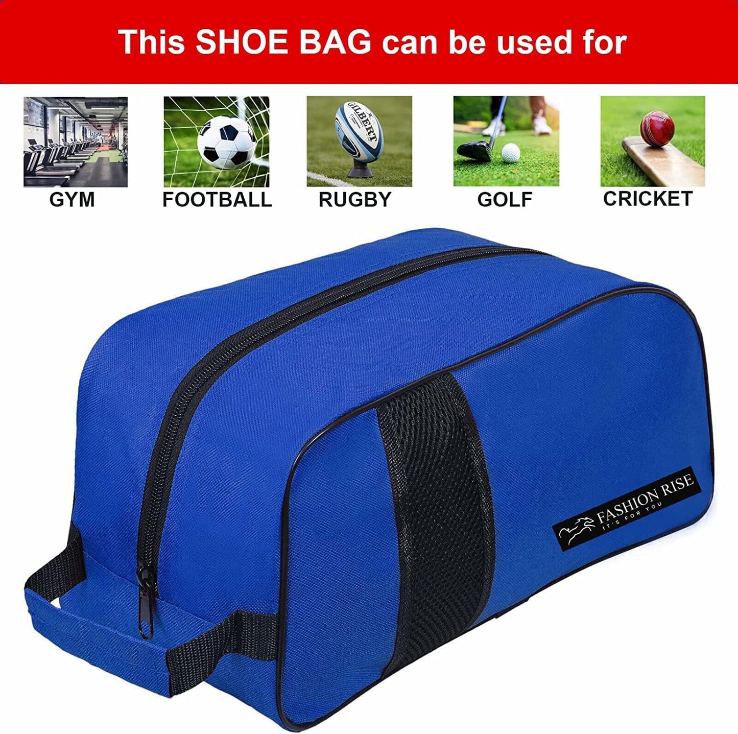 Waterproof Sports Boot/Shoe/Travel Bag for Football Cricket Rugby Golf Toiletry School Gym for Boy/Girl Men/Women (Blue)