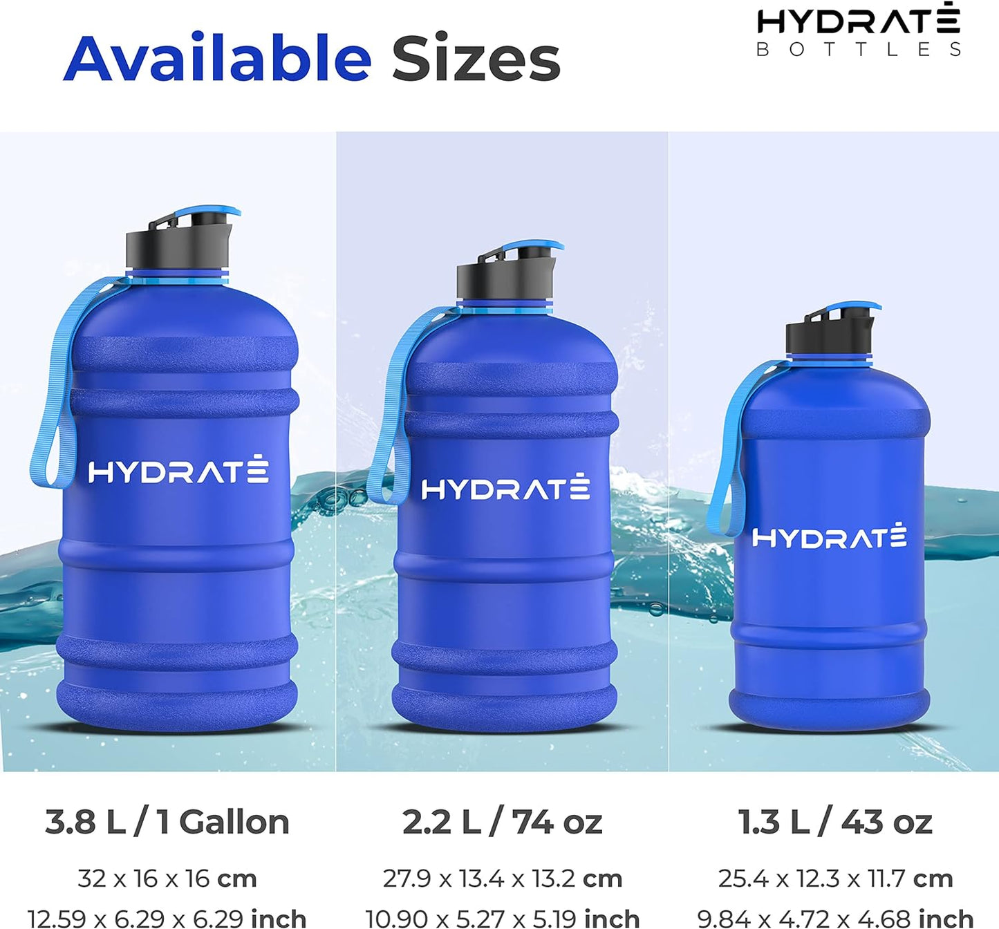 HYDRATE XL Jug Half Gallon Water Bottle with Nylon Carrying Strap & Leak-Proof Flip Cap - 2 Liter Water Jug - Large Capacity for Gym, Workouts, Sports, Running, Jogging, Travel - Matte Nude (74 oz)