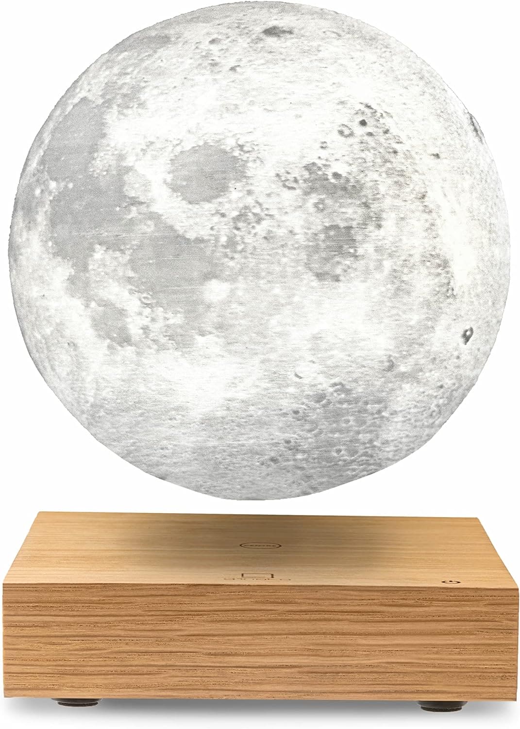 Gingko Design 3D Printed Levitating Smart LED Moon Lamp, 3 Colour Modes, Mains Adaptor Included, Packed in Premium Gift Box, 50000 Hours LED Life Span, Touch Control Button (White Ash)