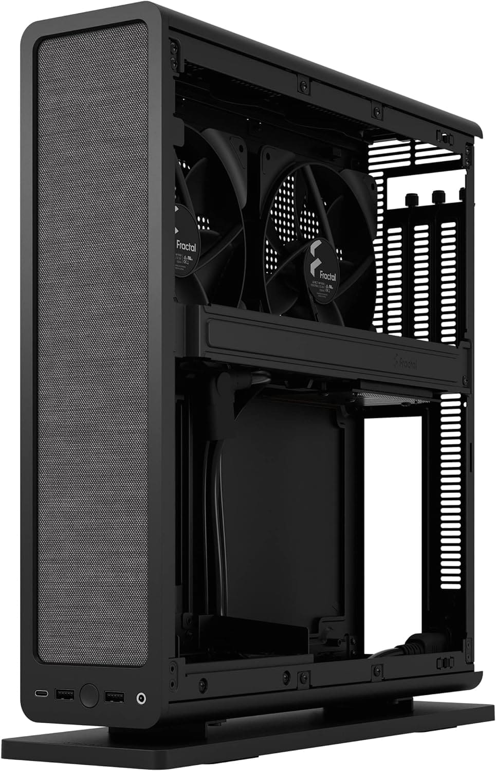 Fractal Design Ridge Black - PCIe 4.0 riser card included - 2x 140mm PWM Aspect fans included - Type C USB - m-ITX PC Gaming Case