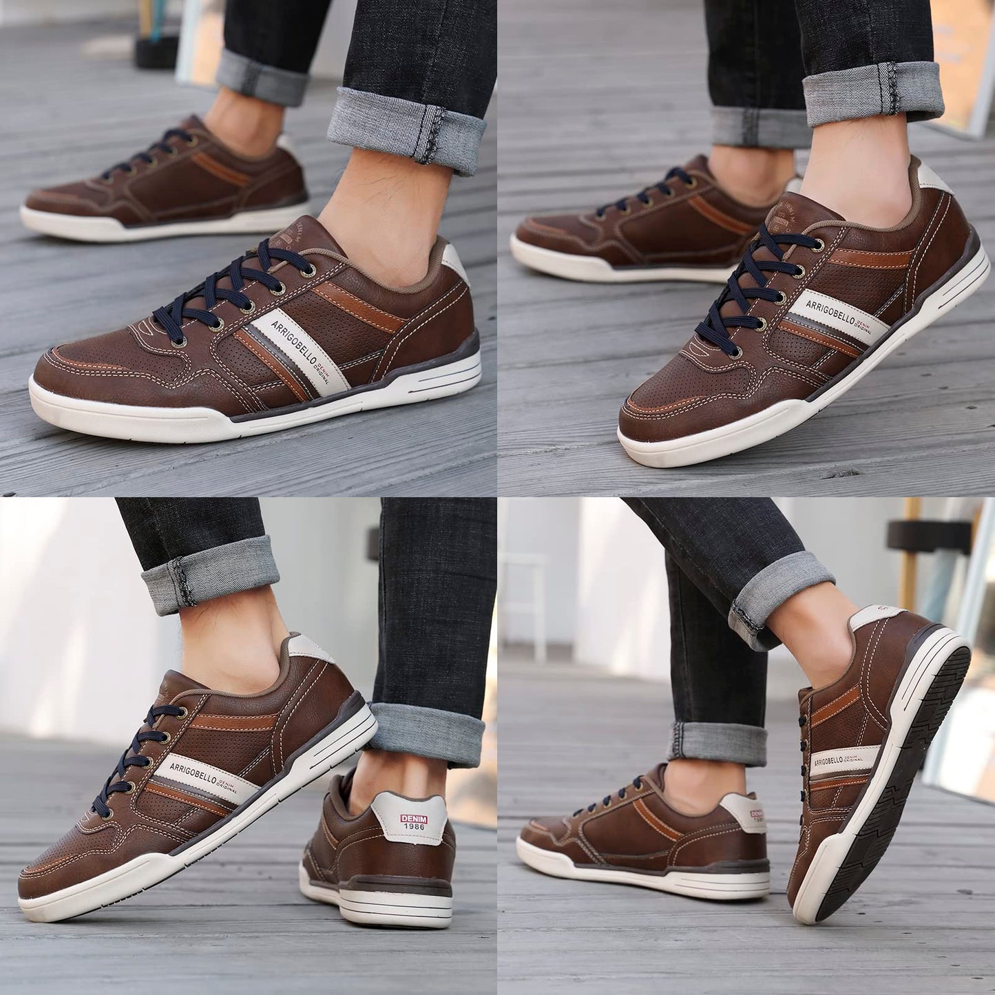 TARELO Trainers Men's Shoes Classic Sneaker Brown 7