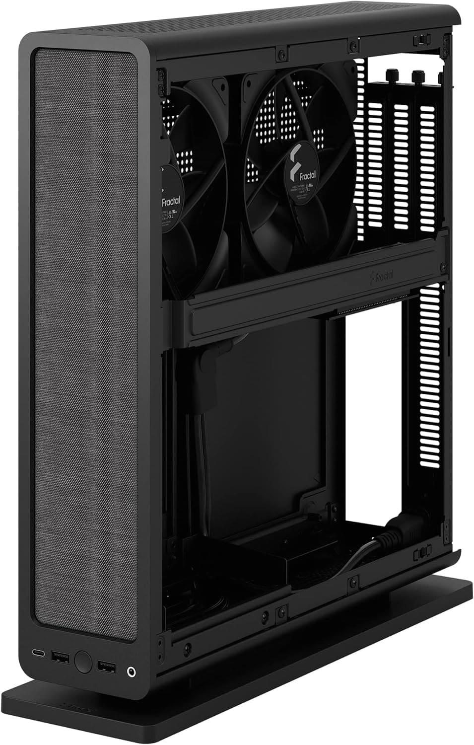 Fractal Design Ridge Black - PCIe 4.0 riser card included - 2x 140mm PWM Aspect fans included - Type C USB - m-ITX PC Gaming Case