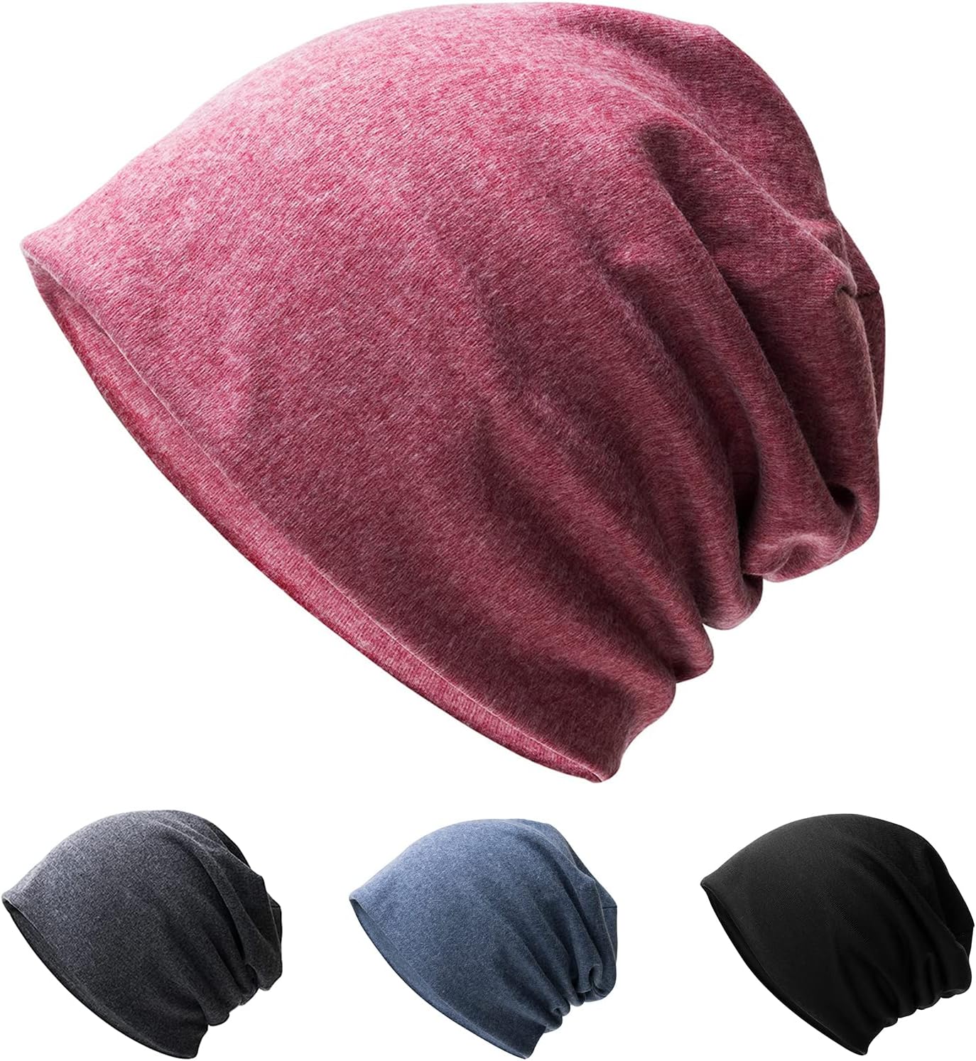 Hurinan Unisex Slouch Beanie Hat Jersey Beanie Skull Cap Classic Baggy Hat Lightweight and Soft Knitted Cotton Hat Headwear for Men Women