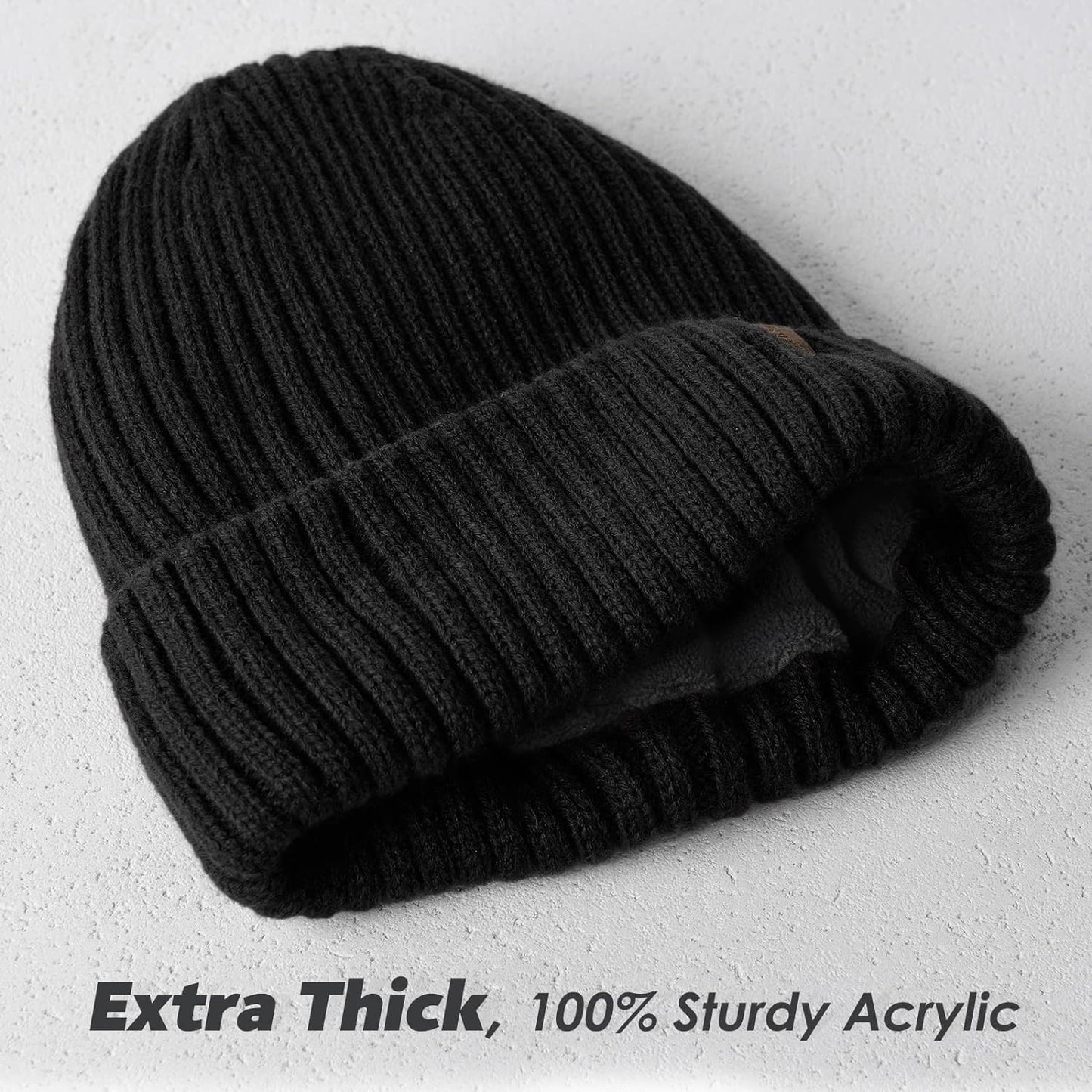 FURTALK Beanie Hat Men Women Fleece Lined Winter Hats Warm Thermal Hat Knit Cuffed Beanie Unisex Plain Skull Cap