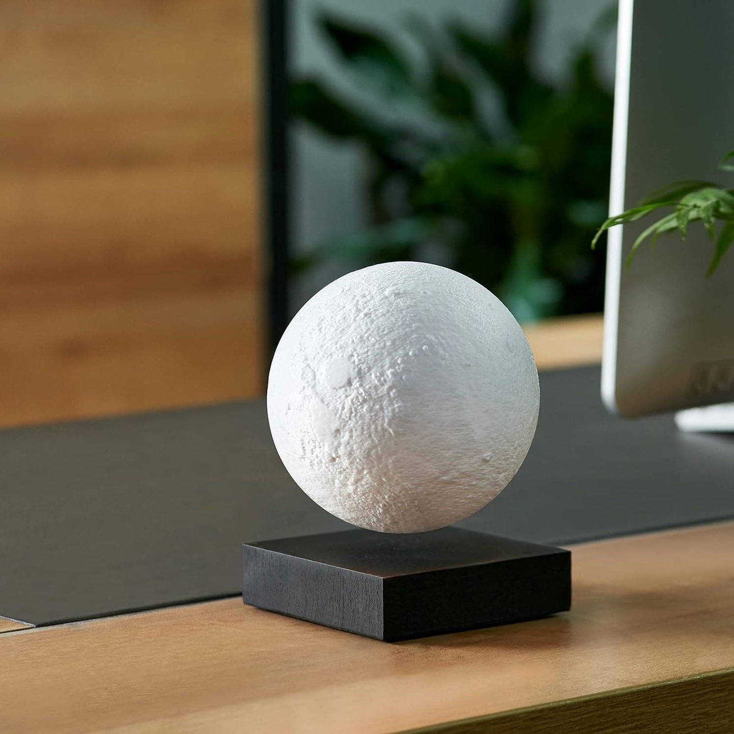 Gingko Design 3D Printed Levitating Smart LED Moon Lamp, 3 Colour Modes, Mains Adaptor Included, Packed in Premium Gift Box, 50000 Hours LED Life Span, Touch Control Button (White Ash)