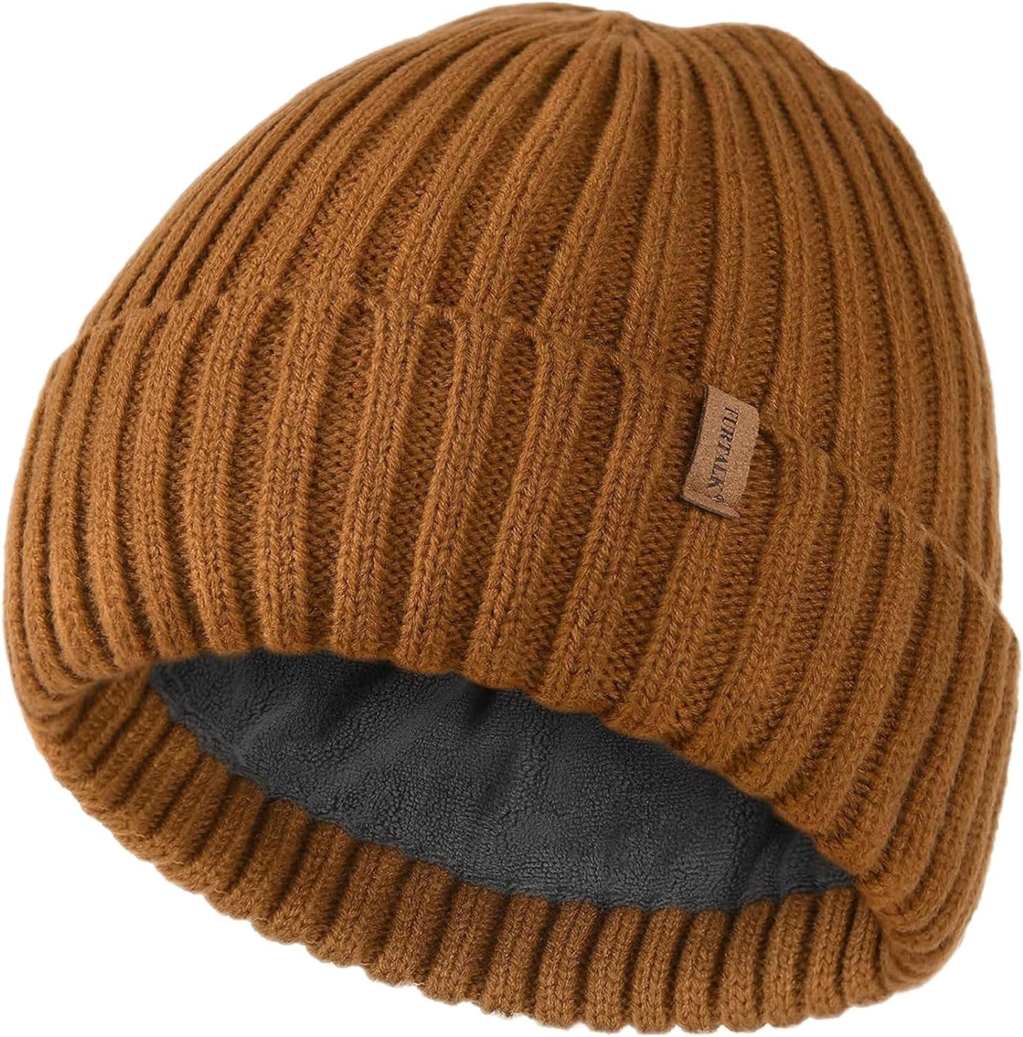 FURTALK Beanie Hat Men Women Fleece Lined Winter Hats Warm Thermal Hat Knit Cuffed Beanie Unisex Plain Skull Cap