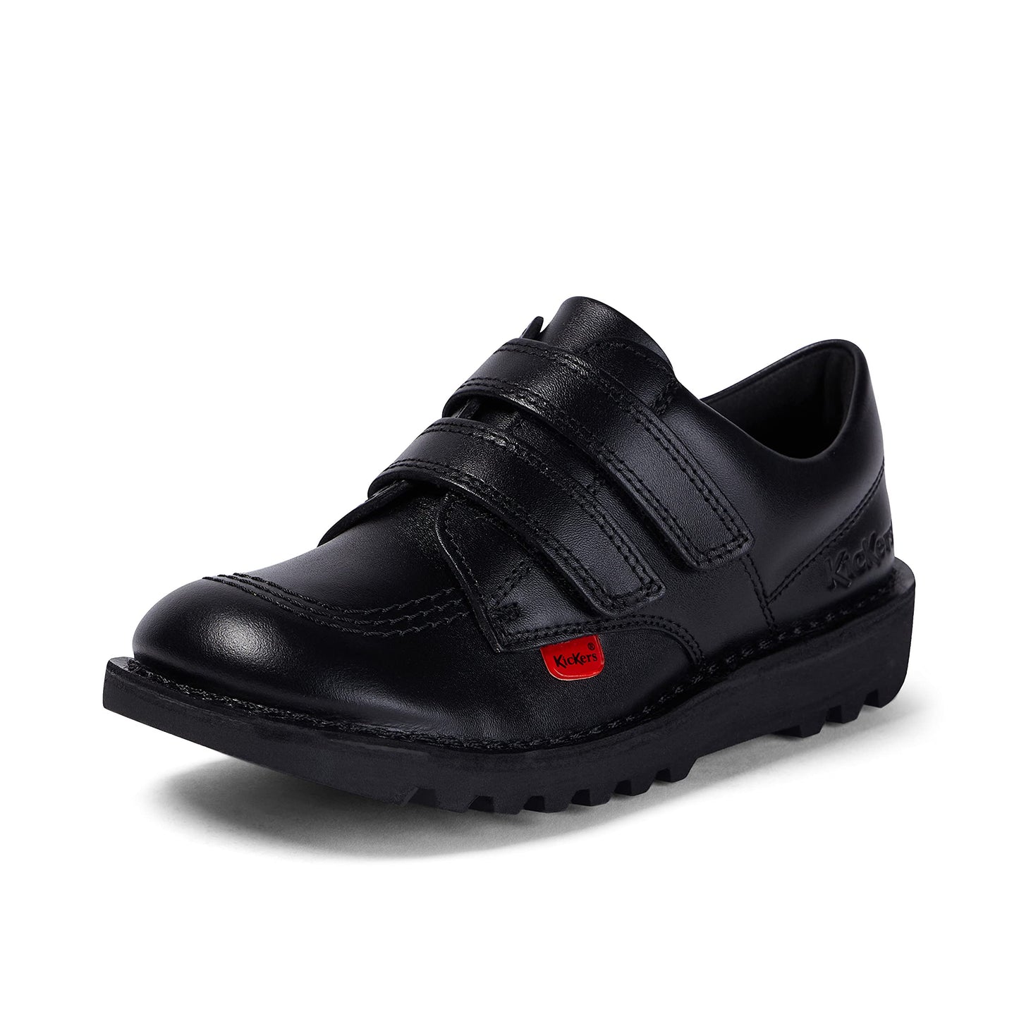 Kickers Unisex Kids Kicklo Vel J Core Black/Bclk/Blck Leather School Shoes, Black, 1 UK