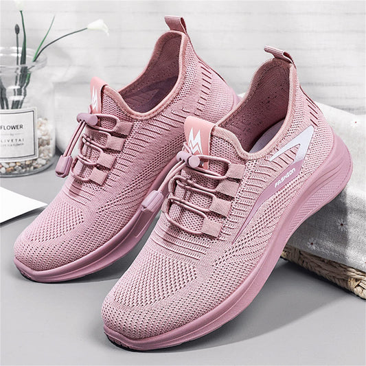 Promotion Sale Clearance Women's Slip on Sneakers Memory Foam Fashion Summer Autumn Women Sneakers Flat Lightweight Mesh Breathable Elastic Womens Air 1 07 Sneaker Pink