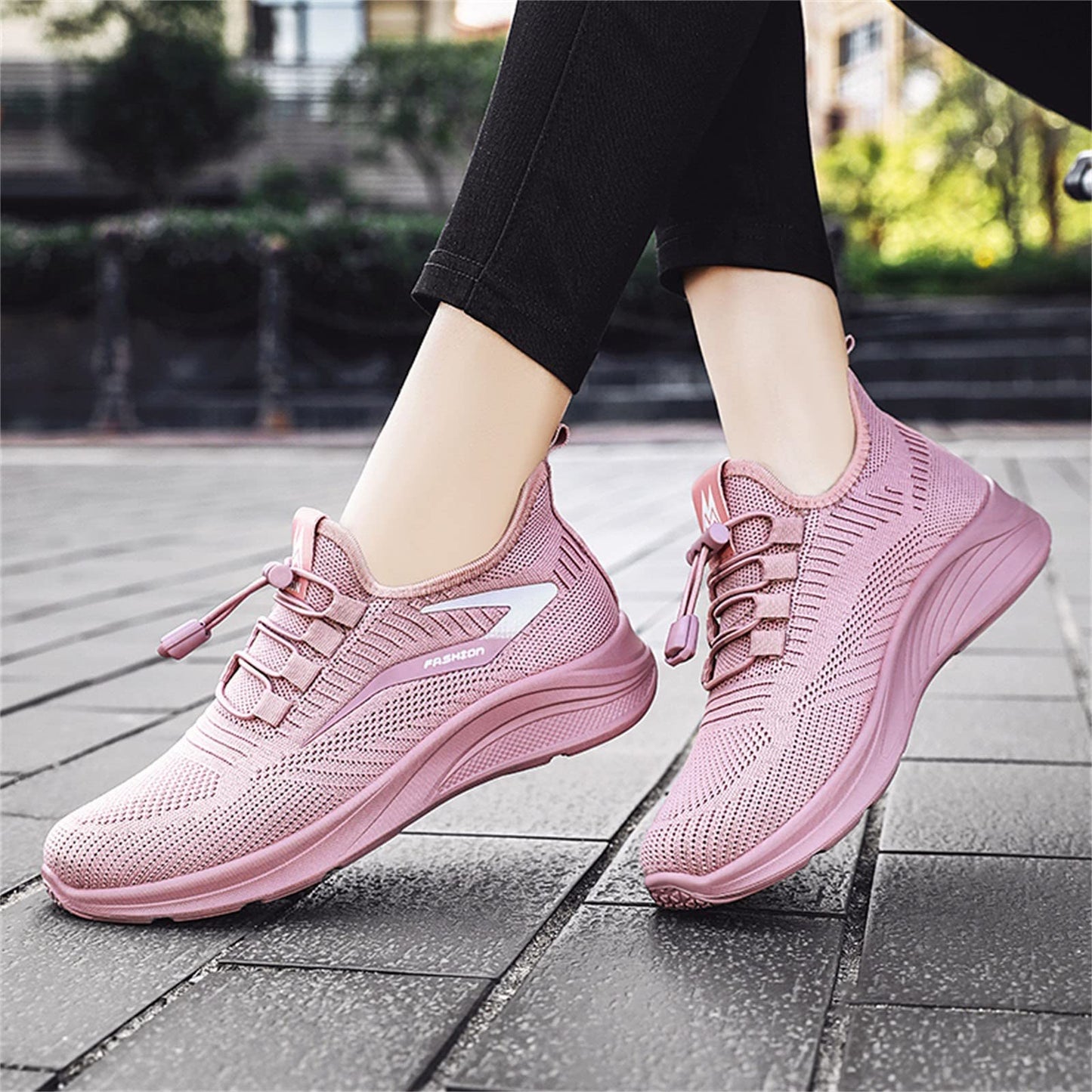 Promotion Sale Clearance Women's Slip on Sneakers Memory Foam Fashion Summer Autumn Women Sneakers Flat Lightweight Mesh Breathable Elastic Womens Air 1 07 Sneaker Pink