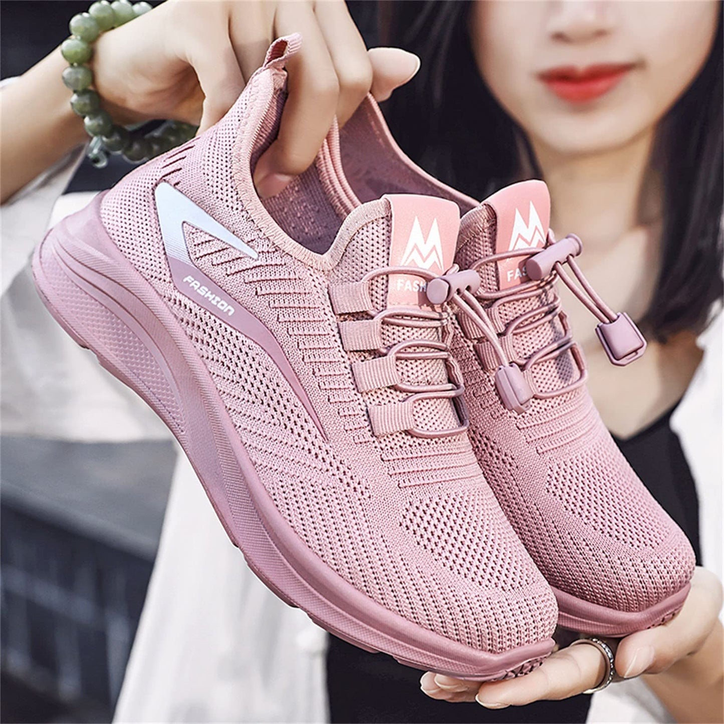 Promotion Sale Clearance Women's Slip on Sneakers Memory Foam Fashion Summer Autumn Women Sneakers Flat Lightweight Mesh Breathable Elastic Womens Air 1 07 Sneaker Pink