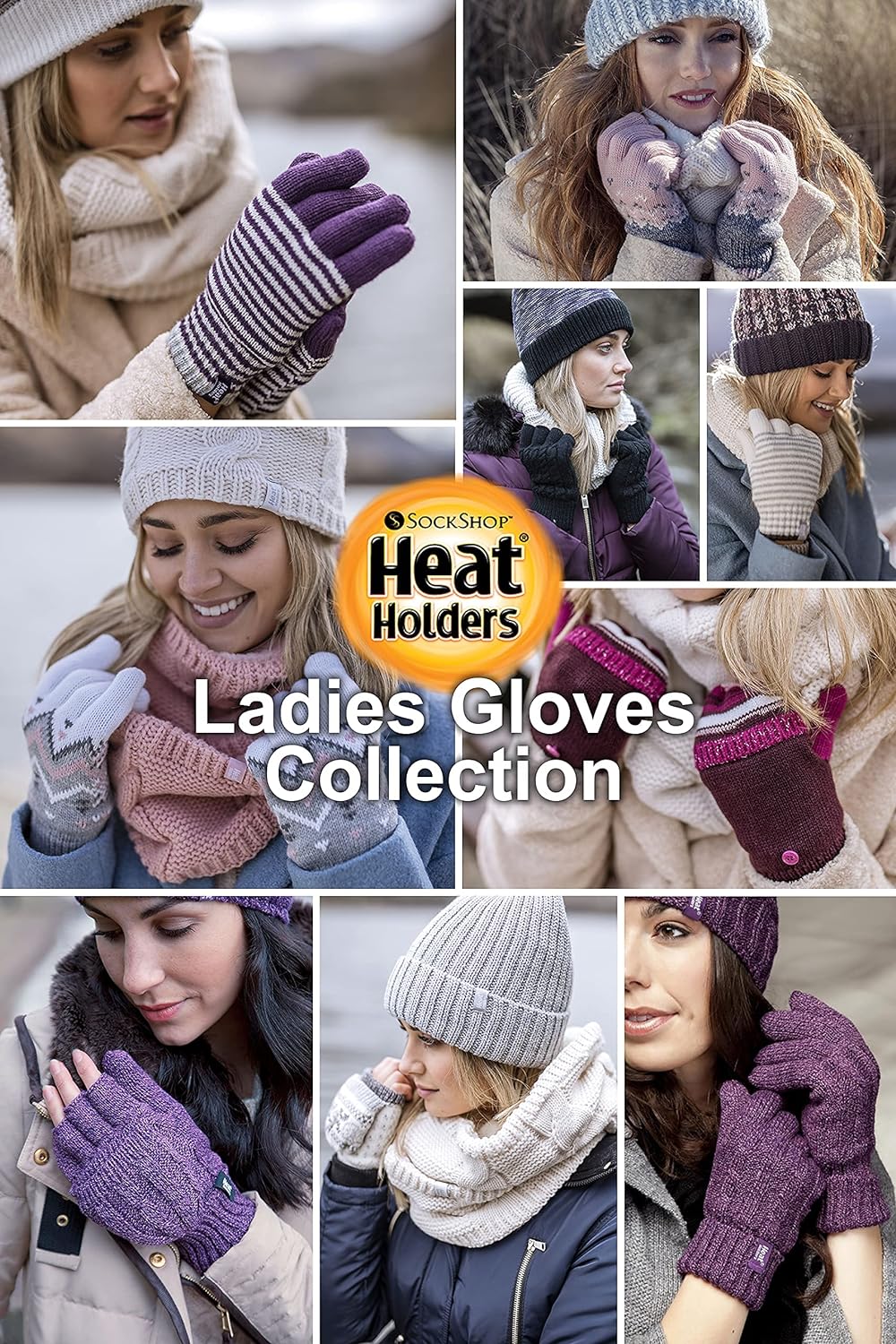 HEAT HOLDERS - Ladies Cute Striped Fairisle Warm Knitted Fleece Lined Winter Thermal Gloves