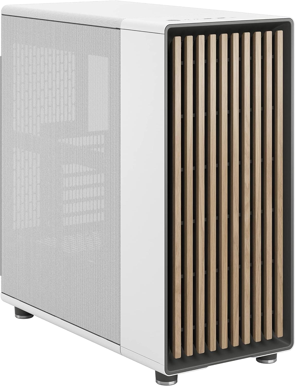 Fractal Design North Chalk White - Wood Oak Front - Mesh Side Panels - Two 140mm Aspect PWM Fans Included - Type C USB - ATX Airflow Mid Tower PC Gaming Case