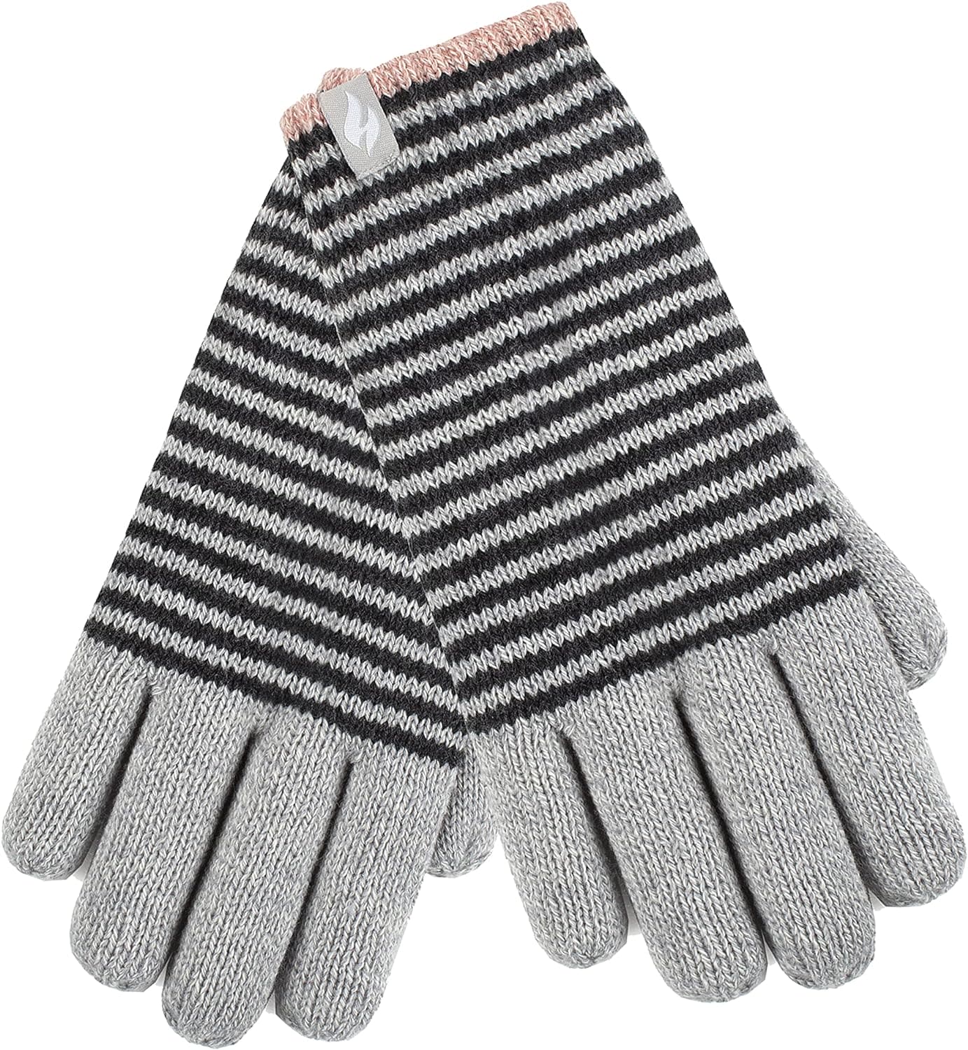 HEAT HOLDERS - Ladies Cute Striped Fairisle Warm Knitted Fleece Lined Winter Thermal Gloves