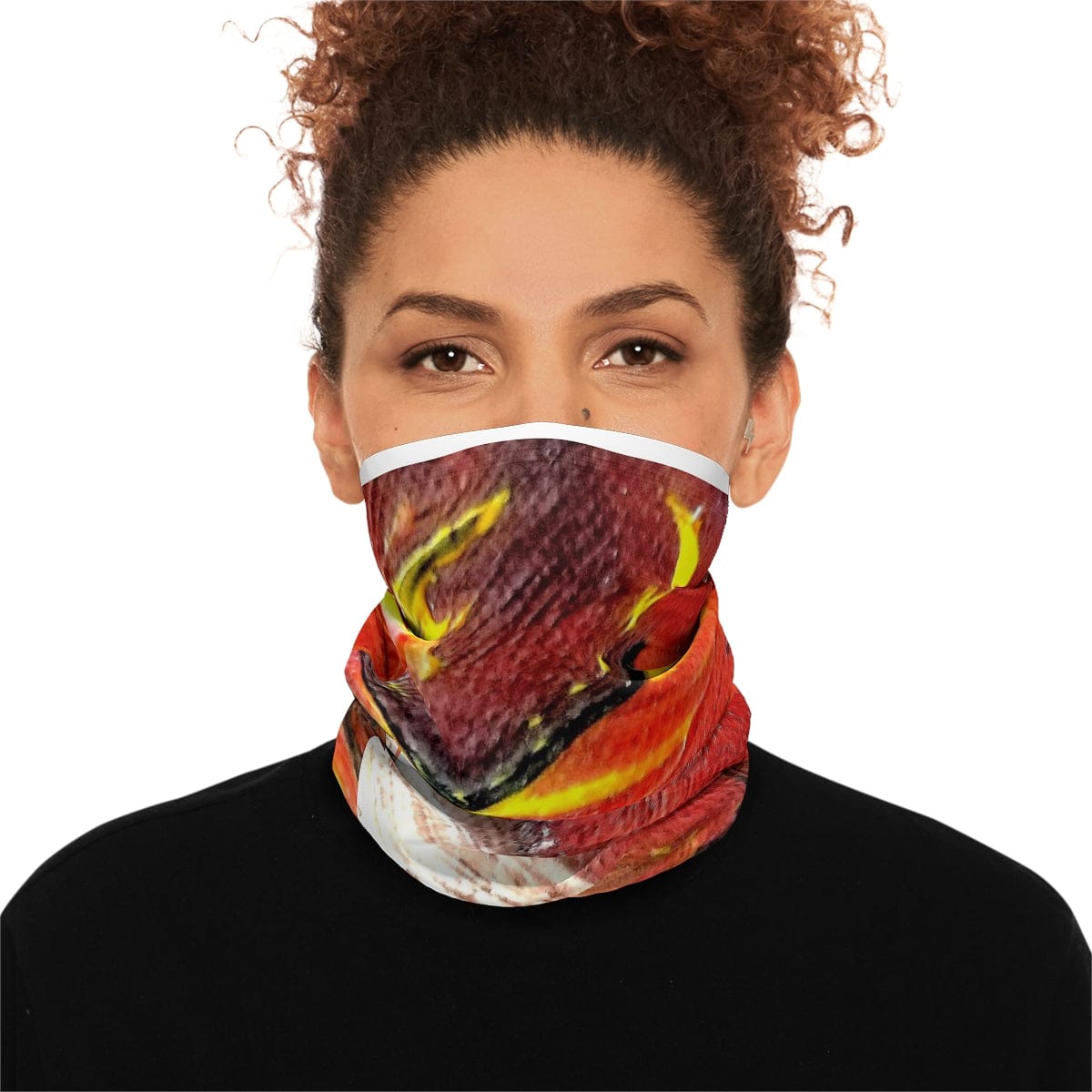 fire reds and yellow Winter Neck Gaiter With Drawstring