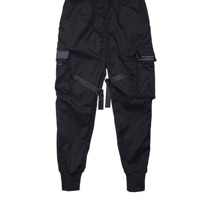 Ribbons Harem Joggers Men Cargo Pants Streetwear Hip Hop Casual Pockets Track Pants Male Harajuku Fashion Trousers