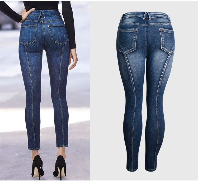 Jeans New Mid rise Stretch Split Leg Trendy High Quality Washed Cropped Jeans