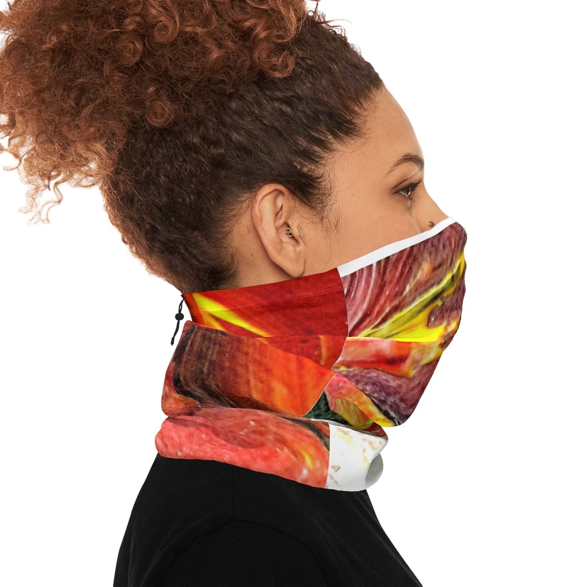 fire reds and yellow Winter Neck Gaiter With Drawstring